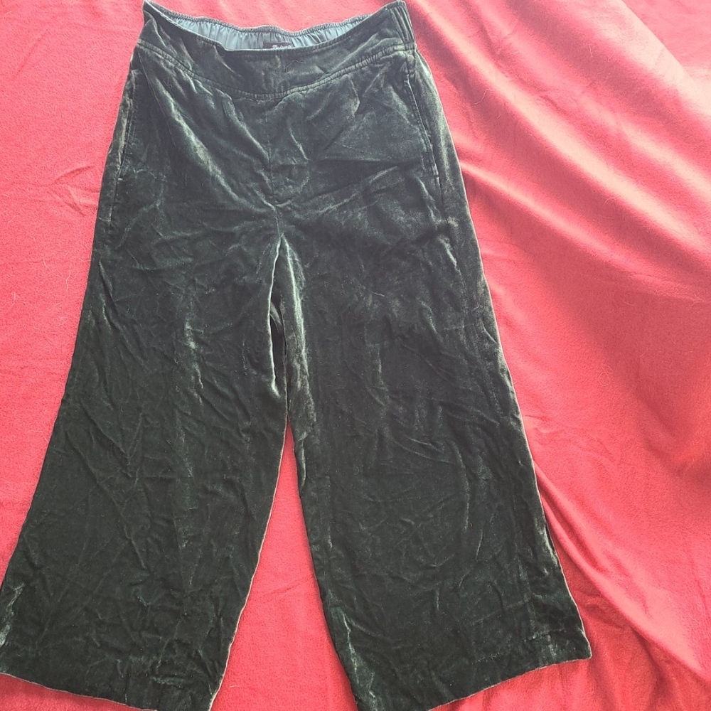 Velvet wide leg ankle length pants